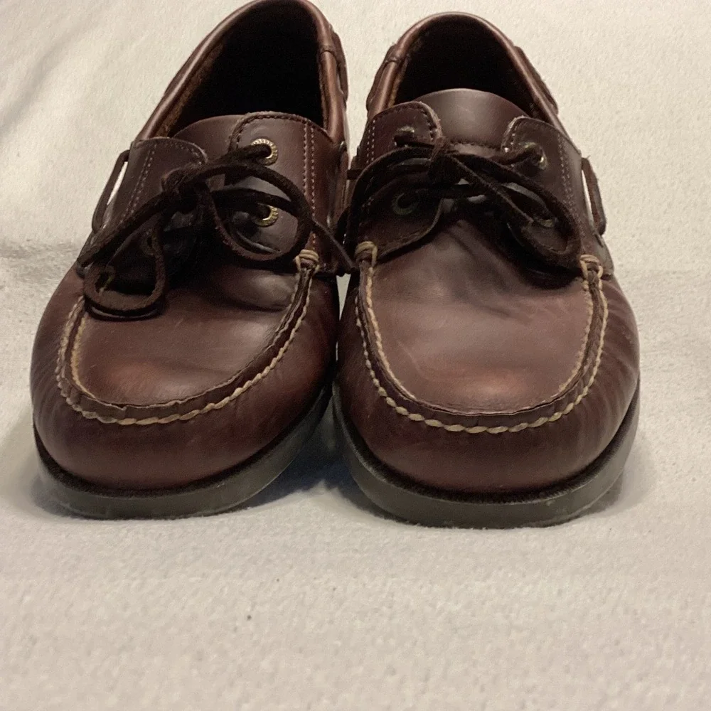 Rockport Mens Brown Leather Boat Shoes Classic Moc Toe Loafers 360 Lacing